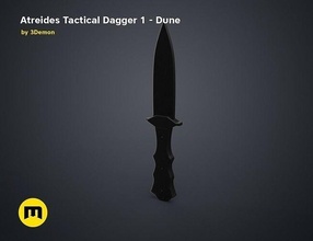 atreides tactical dagger 1 - dune knife dessert sci fi 2021 blade fantasy movie weapon sandworm sword soldiers combat army sand games toys 3d print model - Mito3D