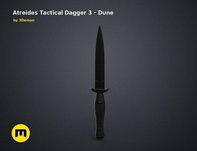 atreides tactical dagger 3 - dune knife dessert sci fi 2021 blade fantasy movie weapon sandworm sword soldiers sand combat army games toys 3d print model - Mito3D