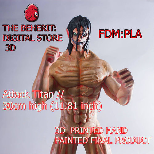 attack titan impresion3d eren attackontitan gamecharacter figure art sculptures 3D print model - Mito3D