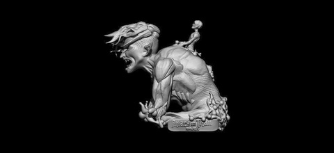 ataque on titán arte escultura hombre oscuro cuerpo estatua miniaturas figuritas esculturas 3d print model - Mito3D