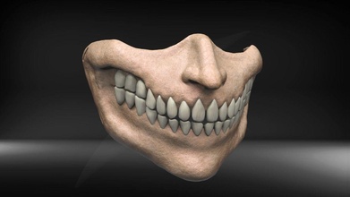 aggressore maschera denti mascella orrore bocca demone zombie creatura titano attacco eren mascherina covid19 coronavirus moda cosplay airsoft 3d print model - Mito3D