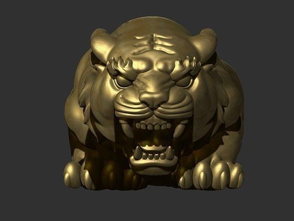 attacking tiger beast animal cat lion mammal statue sculpture carving stl decoration ornament angry cnc wild attack animals art creature sculptures 3d print model - Mito3D