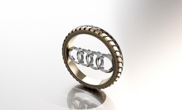 audi logo pendente macchina oro gioiello cad rinoceronte argento gioielleria ciondoli 3d print model - Mito3D