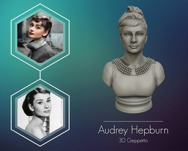 audrey hepburn 3d portrait model ready print sculpture art statue woman fashion queen award actress female human head sculptures 3d print model - Mito3D