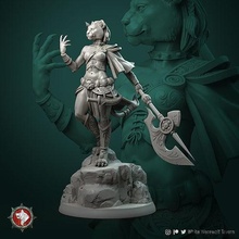 auria tabaxi female 75mm 32mm pre-supported tabletop fantasy 3dminiature 3dprinting presupported sculpt furry beast creature fictional dnd dndcharacter sculpture fur games toys board 3d print model - Mito3D