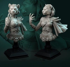 auria tabaxi female bust pre-supported sculpture art tabletop game games boardgame busts creature leonin dnd dndmonster dndcharacter toys board 3d print model - Mito3D