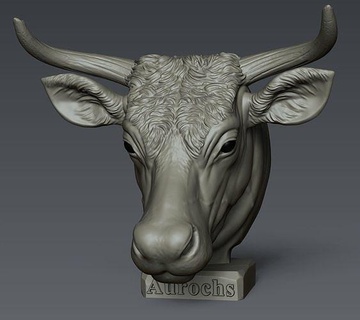 auroque cabeça animal touro natureza Fazenda chifre vaca esculpir highpoly escultura campo animais mamífero arte esculturas 3d print model - Mito3D