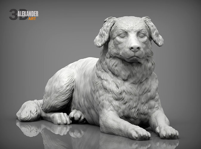 australian shepherd dog nature mammal animal pet sculpture statuette souvenir present 3d print model art sculptures statue 3dprint miniatures 3D print model - Mito3D