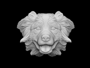 avustralyalı çoban bas rahatlama medaillon or kolye hirte köpek yavrusu 3dprint berger avustralya ovcharka mücevher evcil hayvan kafası kolyeler takı 3d print model - Mito3D