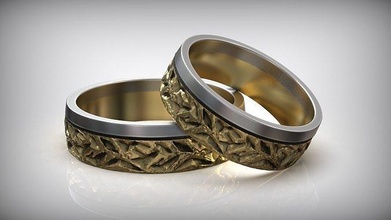 authors texture pattern gold wedding rings band platinum jewellery engagement sterling jewelry printable cnc milling stylish j3ds ring pair love design 3d print model - Mito3D