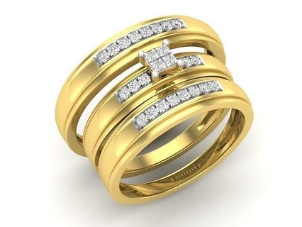 av 326 homens mulheres noivado anel trio nupcial conjunto diamante joalheria imprimível jóia jóias Casamento argolas prata moda branco engagem beleza gema 3d print model - Mito3D