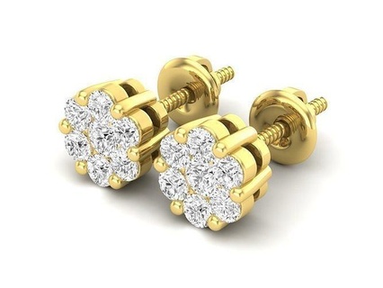 av 353 elmas Hanımlar çiçek küme küpe takı yazdırılabilir mücevher düğün nişan sterlin parlak gümüş altın moda cad beyaz platin 3d print model - Mito3D