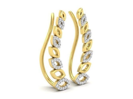 av 361 elmas Hanımlar Yaprak şekilli climber earrings mücevher takı altın düğün nişan parlak sterlin yazdırılabilir dağcı küpe beyaz platin gümüş cad moda 3d print model - Mito3D