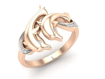 av 380 diamant Dames double dauphin main bague bijoux bijou engagement mariage gemme anneaux argent imprimable or mode sterling brillant beauté 3d print model - Mito3D