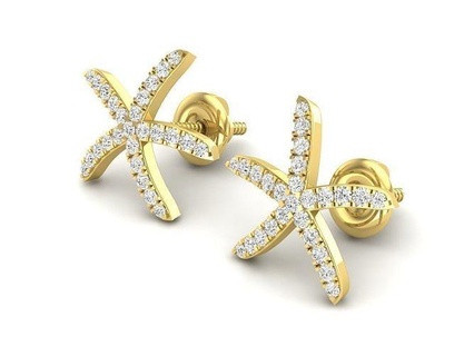av 431 elmas Hanımlar denizyıldızı küpe küpe elmas 3d takı mücevher mücevher cad 3d basılı moda yazdırılabilir değerli lüks mücevher altın parlak elmas küpe denizyıldızı takı cad tasarım cad tasarım takı cad takı 3d print model - Mito3D