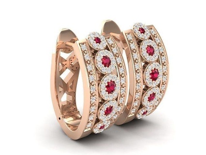 av 484 ladies fashion hoop earrings diamond 3d jewelry jewel jewellery cad printed printable precious luxury gem gold brilliant engagement wedding 3d print model - Mito3D