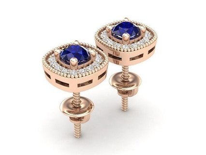 av 490 diamond ladies halo stud earrings 3d jewelry jewel jewellery cad printed fashion printable precious luxury gem gold brilliant style wedding engagement 3d print model - Mito3D