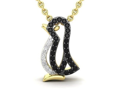 av 492 diamond ladies penguin pendant 3d jewelry jewel jewellery cad printed fashion printable precious luxury gem gold necklace brilliant chain pendants 3d print model - Mito3D