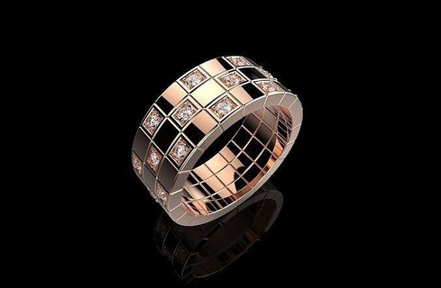 av conception 135 or bijoux bague bande mariage diamant imprimable argent anneaux menring femme Alliance engagement carat bijou gemme 3d print model - Mito3D