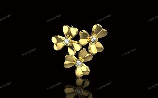 av désigner 140 or luxe bijoux imprimable argent diamant anneaux pendentif fleurs fleur bague nature mariage engagement brillant platine carat pendentifs 3d print model - Mito3D