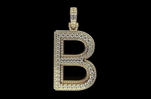 av designe 143 jewelry gold diamond pendant alfabet b luxury font rings silver alphabet typographic art type printable platin letter platinum typography various pendants 3d print model - Mito3D
