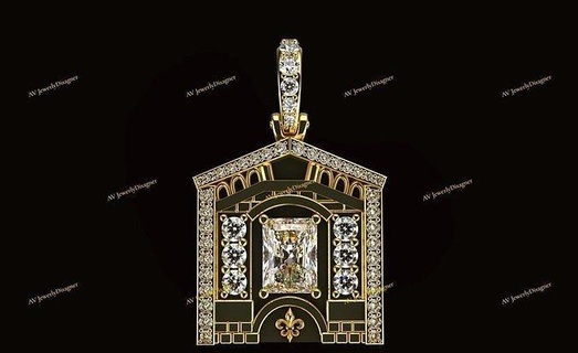 av designe 145 ouro jóias pingente diamante prata imprimível pont Itália elegante Antiguidade luxo retro noivado anel quilate platina precioso joalheria pingentes 3d print model - Mito3D