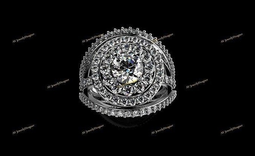 av désigner 150 or bijoux argent imprimable diamant mariage bague gemme engagement brillant platine goujat pentant anneaux bijou pendentif 3djewelry 3d print model - Mito3D