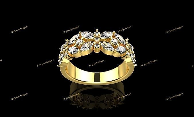 av designe 162 oro gioielleria stampabile lusso prezioso platino diamante gemma squillare Fidanzamento anelli gioiello nozze argento brillante moda 3D print model - Mito3D