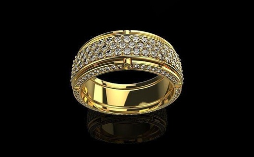 av dépaysé 102 or bijoux luxe gemme bague platine précieux diamant imprimable argent engagement mariage brillant anneaux bande carat couple 3d print model - Mito3D