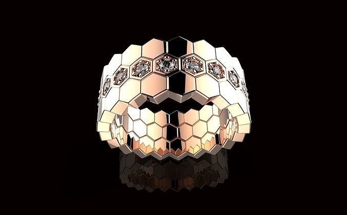 av disagne 22 gioielleria oro squillare diamante Favo womenring menring Genere design stampabile argento platino dimond miele bague diserbo fidanzamento lusso anelli 3D print model - Mito3D