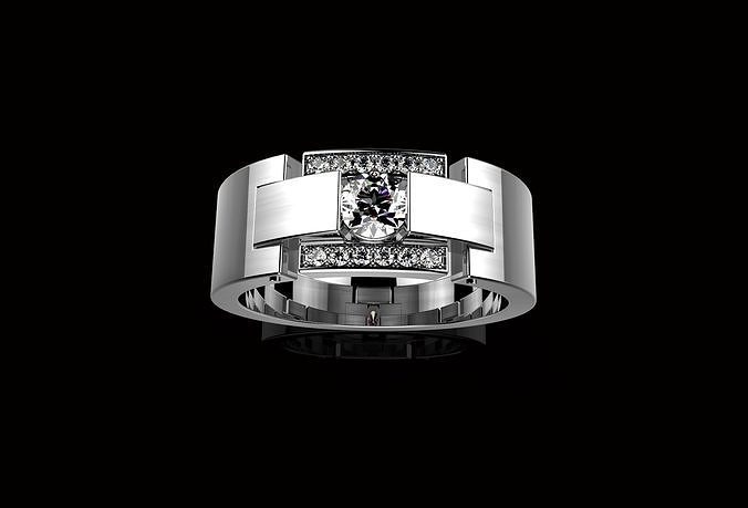 av Disagne 27 hombre anillo joyería oro enredando joya imprimible diamante anillos brillante plata clásico Boda 3D print model - Mito3D