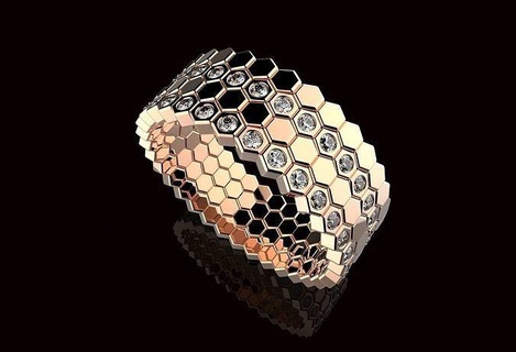av Disagne 30 joya joyería oro anillos anillo Boda diamante imprimible plata compromiso blanco Moda platino brillante lujo panal banda deshierbe 3d print model - Mito3D