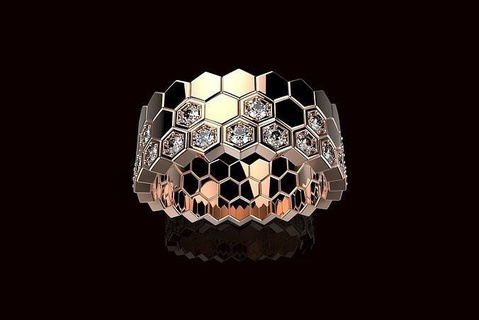av dépaysé 37 or bijoux argent diamant bague bijou mariage brillant anneaux sterling engagement imprimable gemme rayon miel platine 3d print model - Mito3D