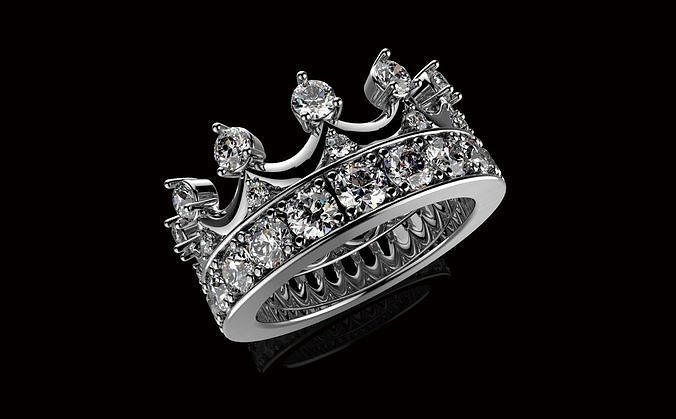 av disagne 50 corona squillare gioielleria gemma oro argento lusso gioiello prezioso anelli diamante platino antico stampabile 3D print model - Mito3D