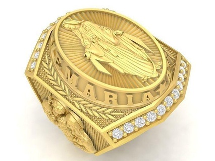 Ave maria uomini squillare vergine Maria 3577 gioielleria moda Accessori oro diamante uomo design anelli 3d print model - Mito3D