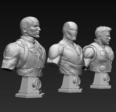 avengers bust bundle superhero ironman iron man captain america thor endgame marvel marvelcomics stark hero comic art sculptures 3d print model - Mito3D