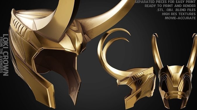 vengeurs Loki couronne cosplay casque Thor Ragnarok scélérat cosplayeur merveille mcu homme araignée fer film émission télévision impression art scans répliques 3D print model - Mito3D