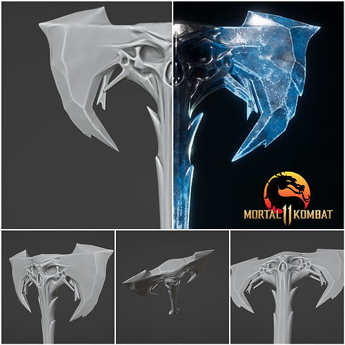 machado lin gui tempestade neve arma abaixo mortal kombat combate cosplay armaduras mascarar lâmina gelo jogos brinquedos 3D print model - Mito3D