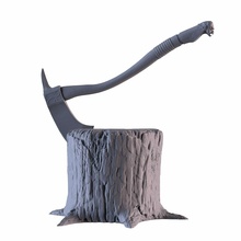 ascia ceppo albero foresta natura ambiente stampabile miniatura statua 3dprinter legna battaglia arredamento argento arte sculture 3d print model - Mito3D