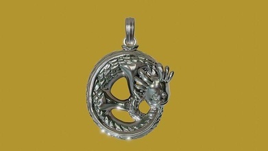 axolotl pendentif 3d imprimable modèle art argent amphibie lézard mystique déco bijoux imprimante pendentifs 3d print model - Mito3D