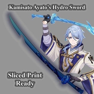 ayato hydro sword -- genshin impact sliced print ready kamisato element cosplay cosplaying printable inazuma raiden shogun weapon cosplayer games toys game accessories 3d print model - Mito3D