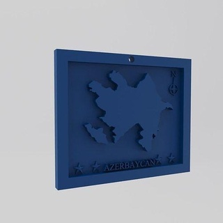 azerbaijan azerbaycan mapa 3d impressão modelo europa 3dprint estatuetas miniaturas parede decoração nacional estátua chave arte plástico geométrico imprimível 3dprinting país mundo Azerbaijão casa 3d print model - Mito3D