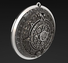 aztec calendar pendant 3d 3dazteccalendar 3dsunstonependant sunstone azteccalendar azteccalendarmedallion jewelry art jewel pendants 3d print model - Mito3D