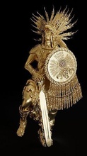 aztec eagle warrior moctezuma aztec moctezuma warrior sculpture antique ancient war  art shield history sculptures