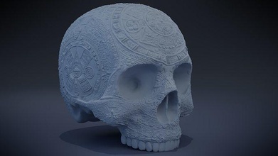 azteco cranio versione 2 antico maya tempio rovinare tomba indiano Messico piramide messicano scultura statua monumento scheletro oro calcolo arte sculture 3d print model - Mito3D