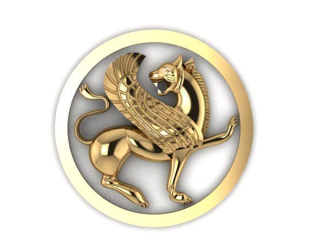 b 114 persa leão fêmea ouro prata diamante colar esterlina imprimível pingente símbolo épico humano pulseira anel safira vintag joalheria jóia colares 3D print model - Mito3D