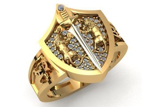 b 124 leão anel homens menina ouro fêmea diamante espada prata jóia colar moda pulseira imprimível gema joalheria argolas 3d print model - Mito3D