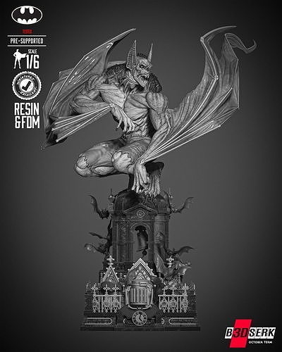 b3dserk homem bastão escultura mobília personagem interior projeto arquitetônico moderno decoração ouro rebatidas batman arte esculturas 3d print model - Mito3D