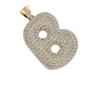 b alphabet pendant jewelry gold jewel diamond engagement printable gem pendants 3d print model - Mito3D