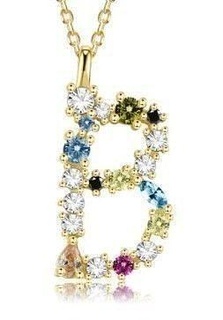b letter pendant color stones b letter pendant color diamond font printable jewelry pendants jewelry pendant  3d print model - Mito3D